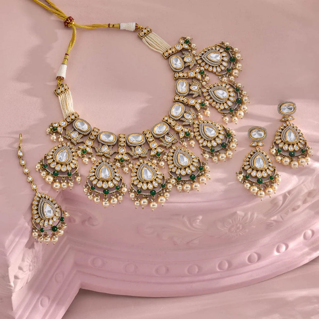 Kundan Necklace green stones