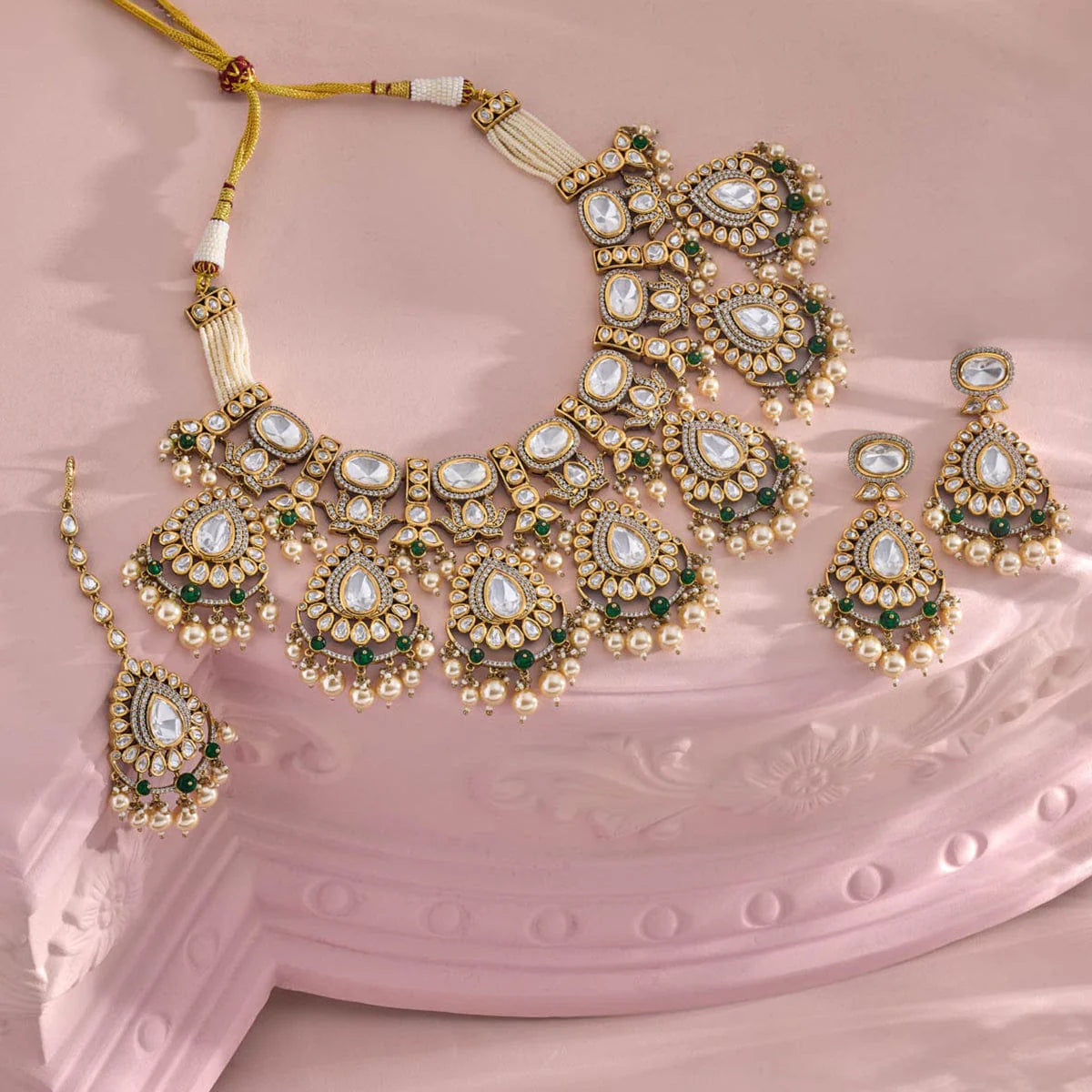 Kundan Necklace green stones
