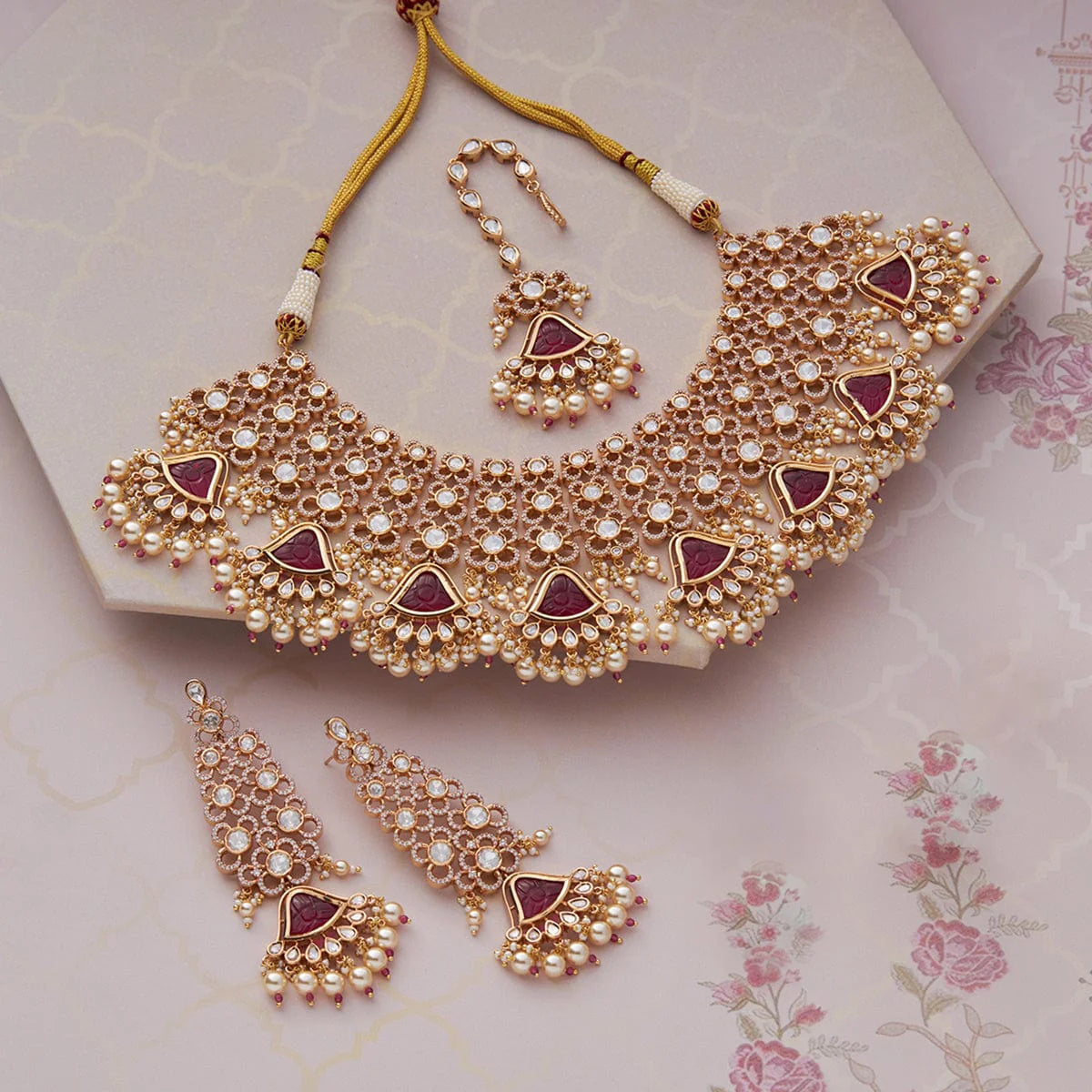 Kundan Necklace Adjustable Thread