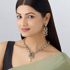 Kundan Necklace  green and ruby stones