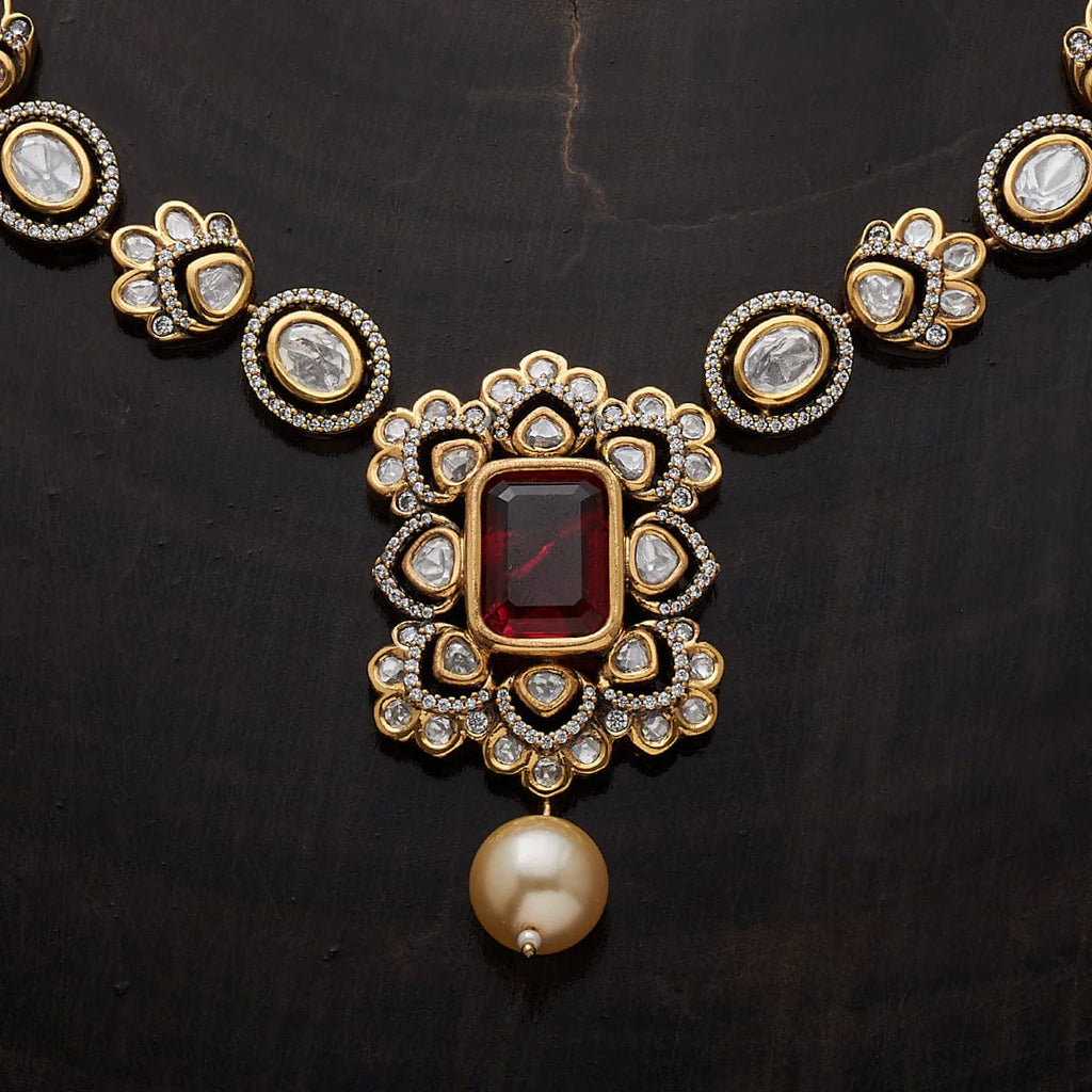 Kundan Necklace  green and ruby stones