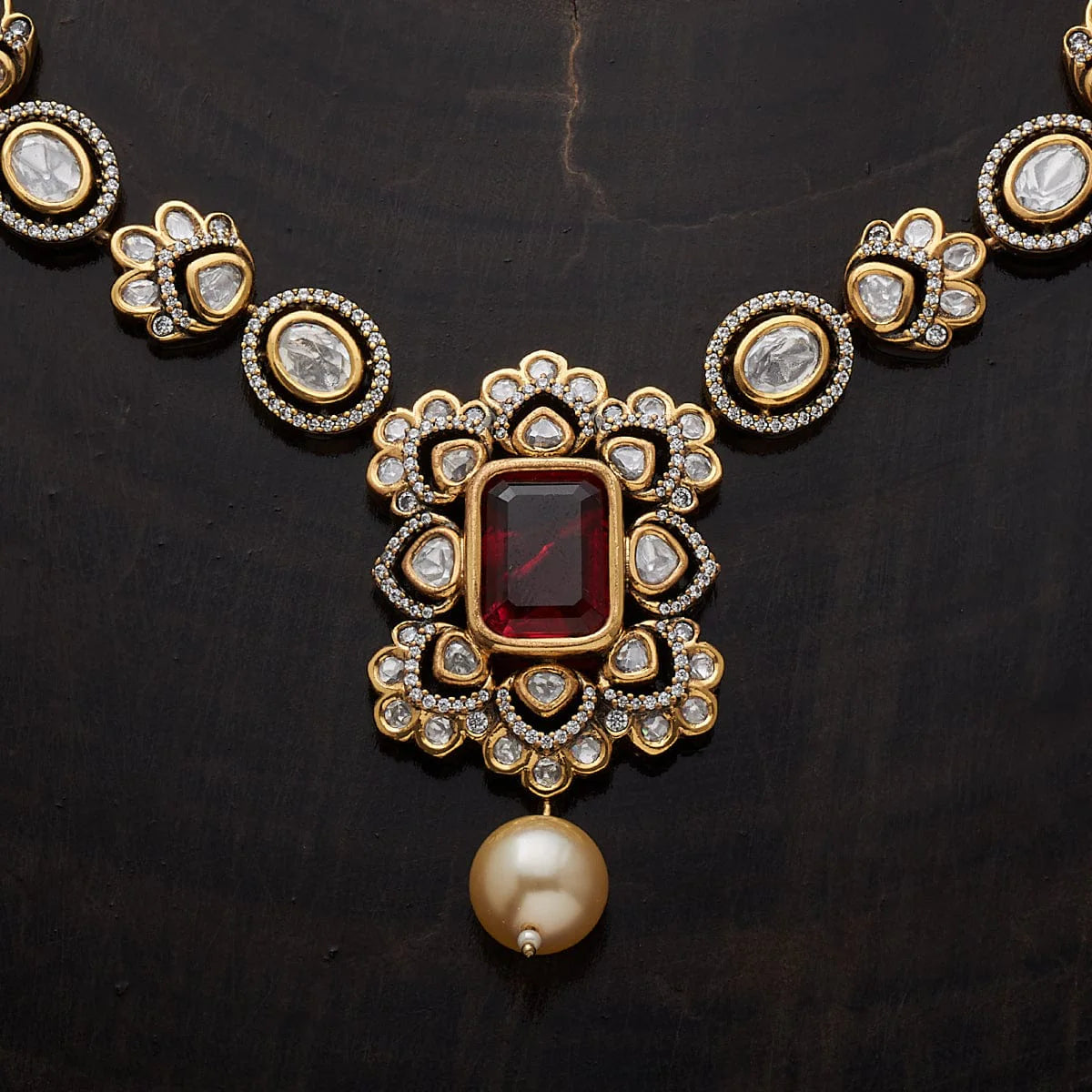 Kundan Necklace  green and ruby stones