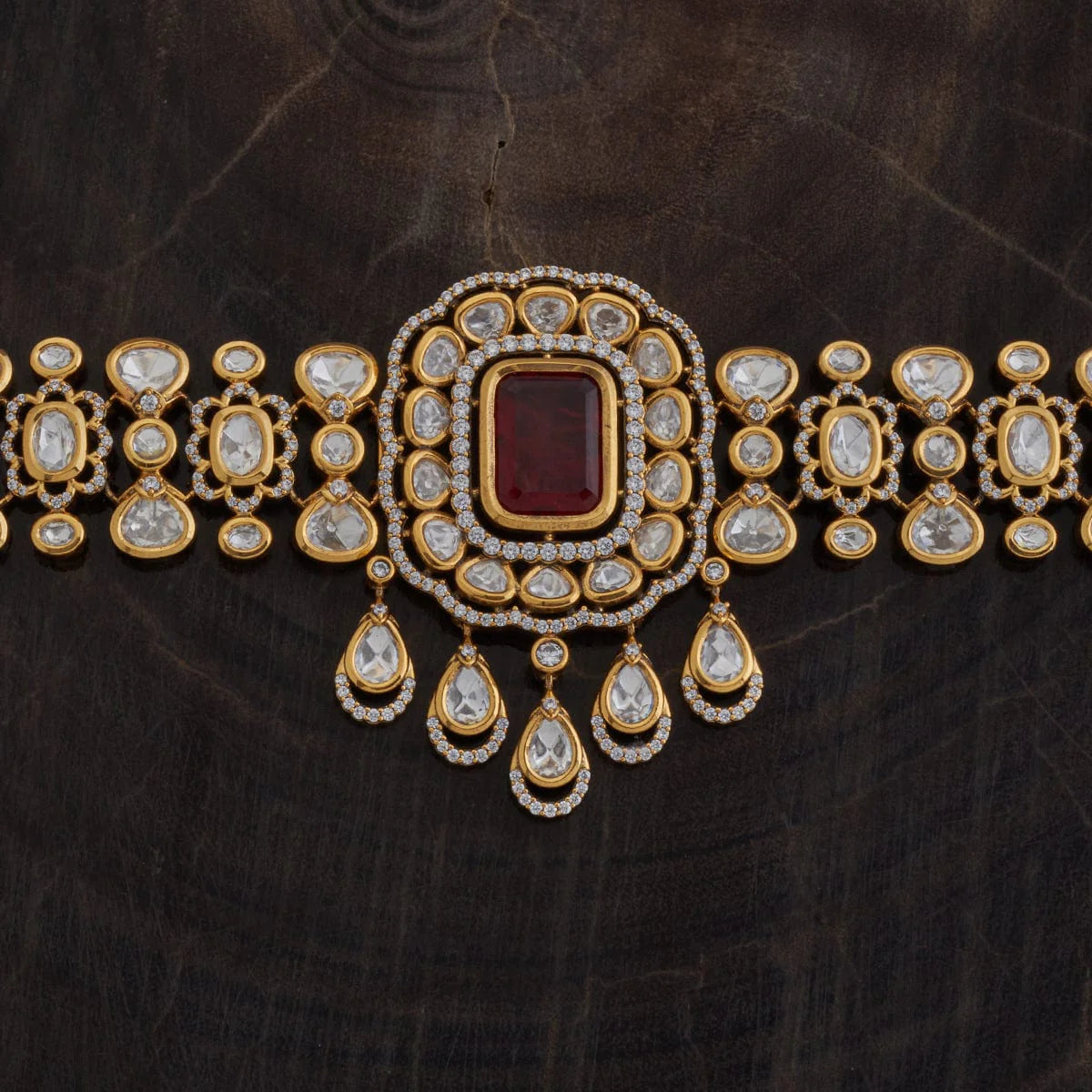 Kundan Necklace Chokers Kundan Stones Copper Alloy