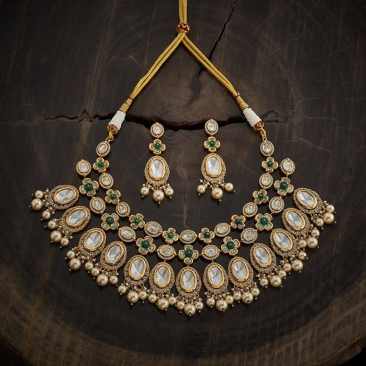 Kundan Necklace hanging earrings