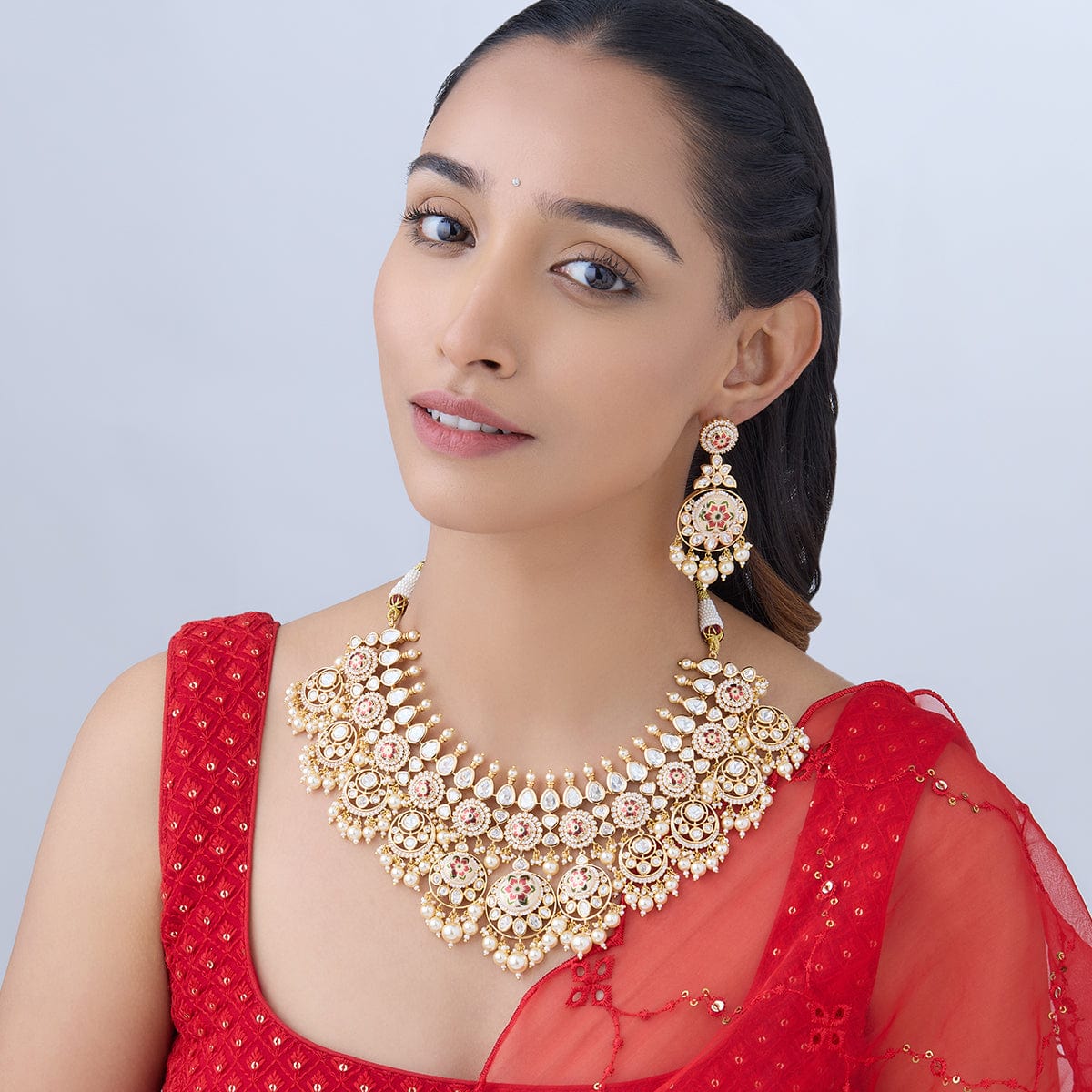 Kundan Necklace radiating Meena polishes