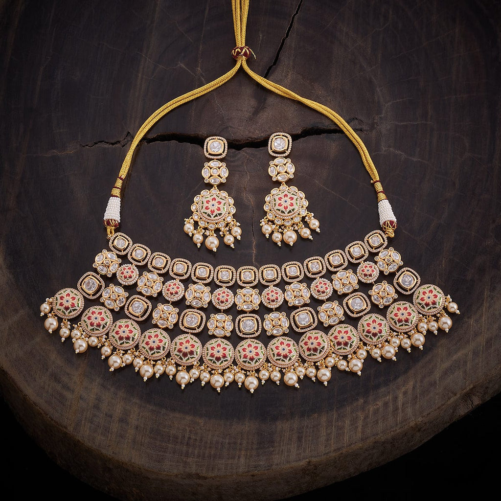Kundan Necklace Meena polish