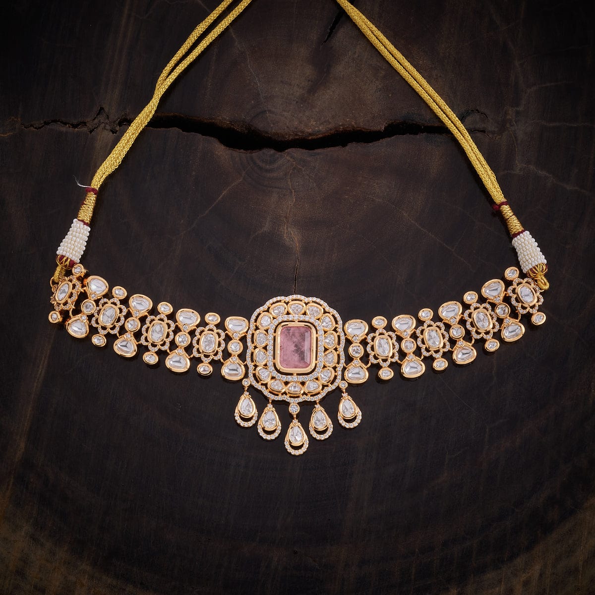 Kundan Necklace Chokers Kundan Stones Copper Alloy