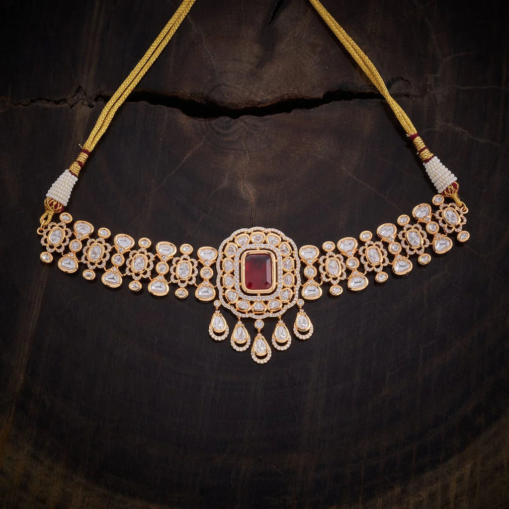 Kundan Necklace Chokers Kundan Stones Copper Alloy