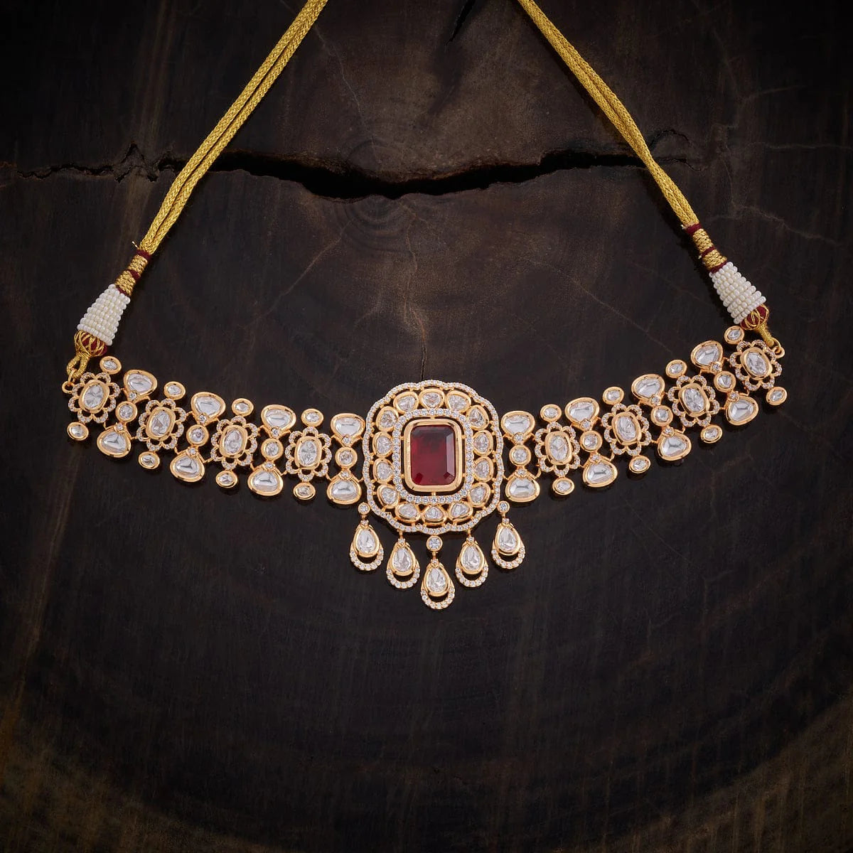 Kundan Necklace Chokers Kundan Stones Copper Alloy