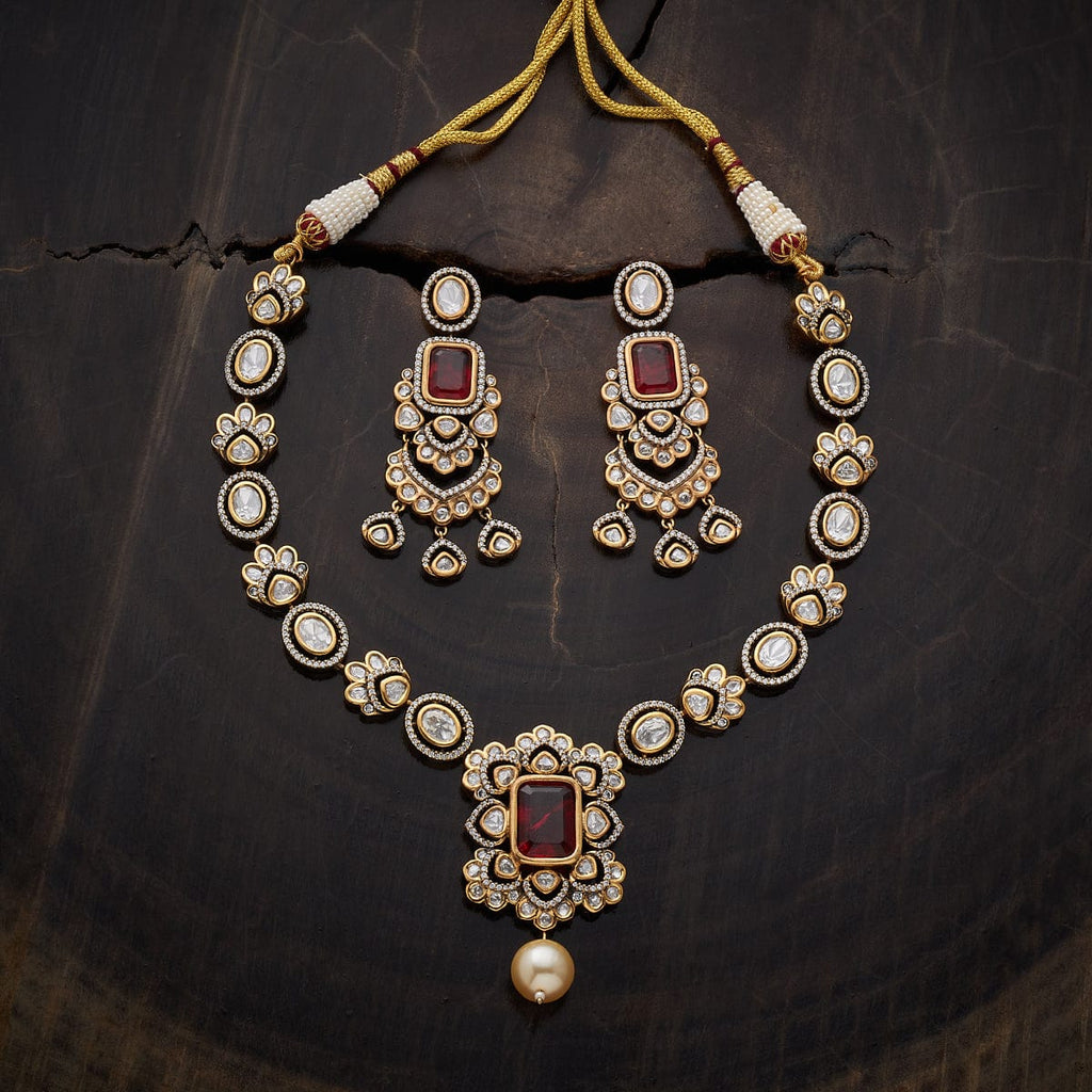 Kundan Necklace  green and ruby stones