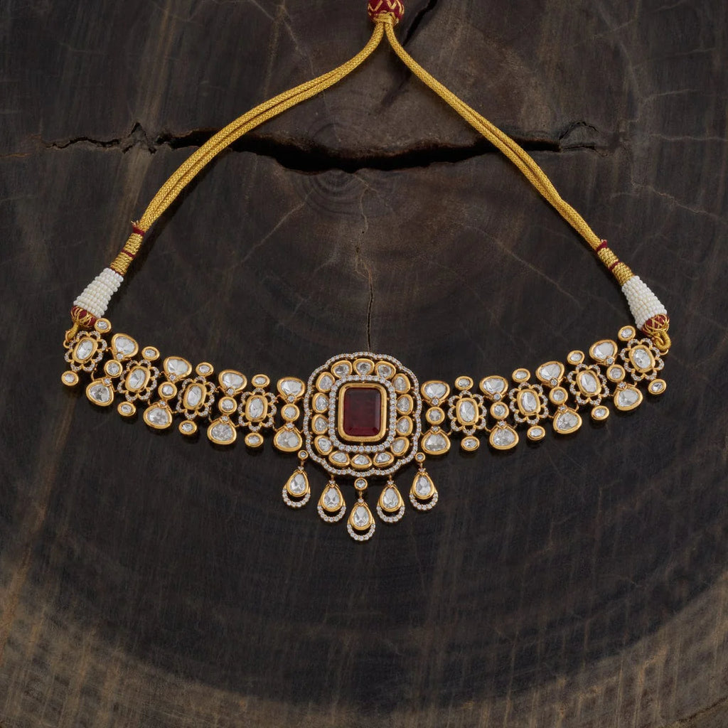 Kundan Necklace Chokers Kundan Stones Copper Alloy