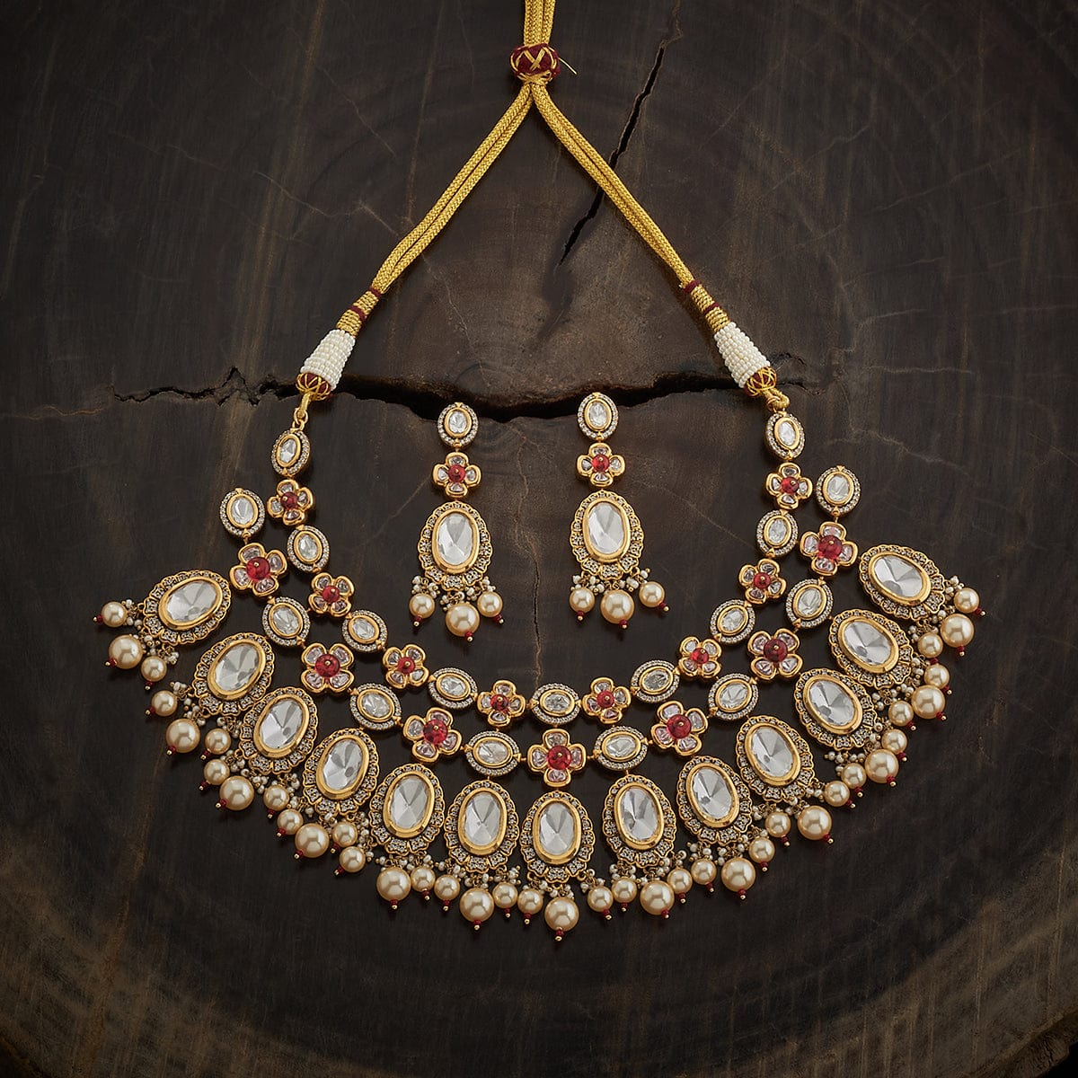 Kundan Necklace hanging earrings