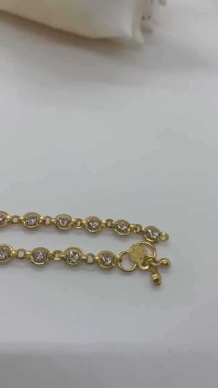 Bollywood jewellery, gold color anklets. Indian jewelry