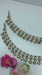 Anklets Pair With White StoneAdjustable Size Ghungroo Anklets JhanjranPunjebanPayal