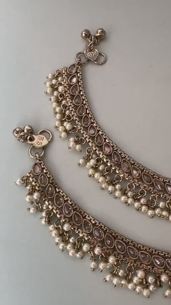 Antique Gold Indian Payal gold plated anklet reverse Ad payal traditional payal