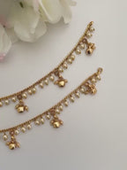 Traditional Gold Moti Anklet Payal Simple Pearl Temple