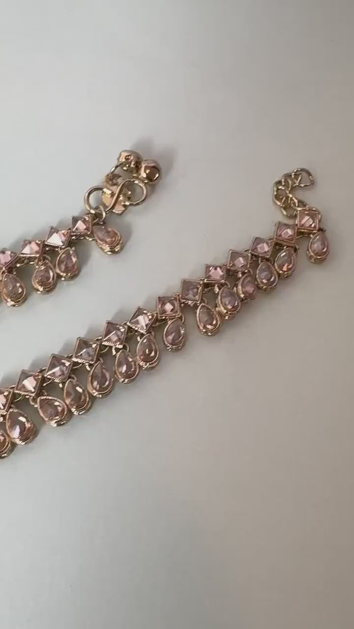 Indian Payal gold plated anklet reverse Ad payal traditional payal classic payal fancy reverse ad jhanjhar rhinestone payal