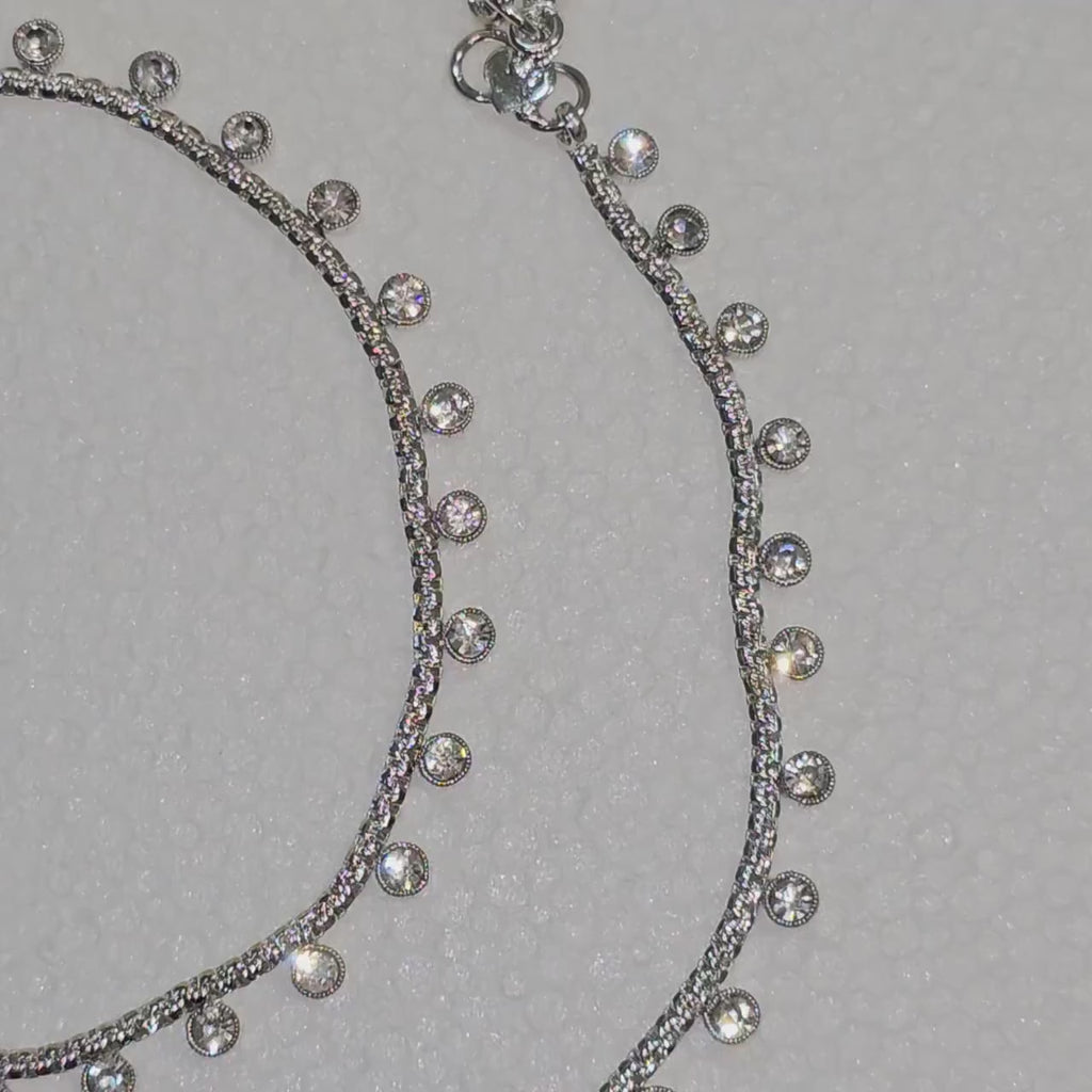 Silver Plated Polki Anklet, Payal for Women, Ankle Bracelet, Jhanjar, Trendy Jewelry