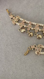 Gg Pretty Imitation Rhinestones Beads JhanjarPayal Bell Ghungru Anklets