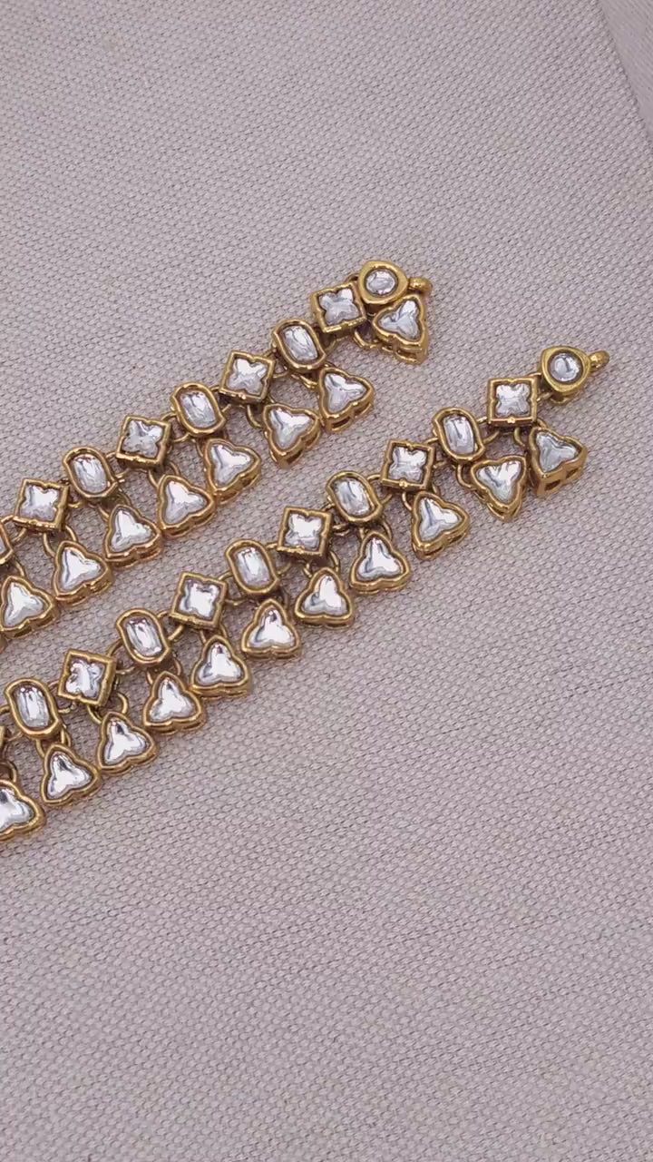Amisha Gold Plated Kundan Chain Anklet  Indian Bridal Payal  Dainty Tradition & Boho Ankle Bracelet Gift for Her