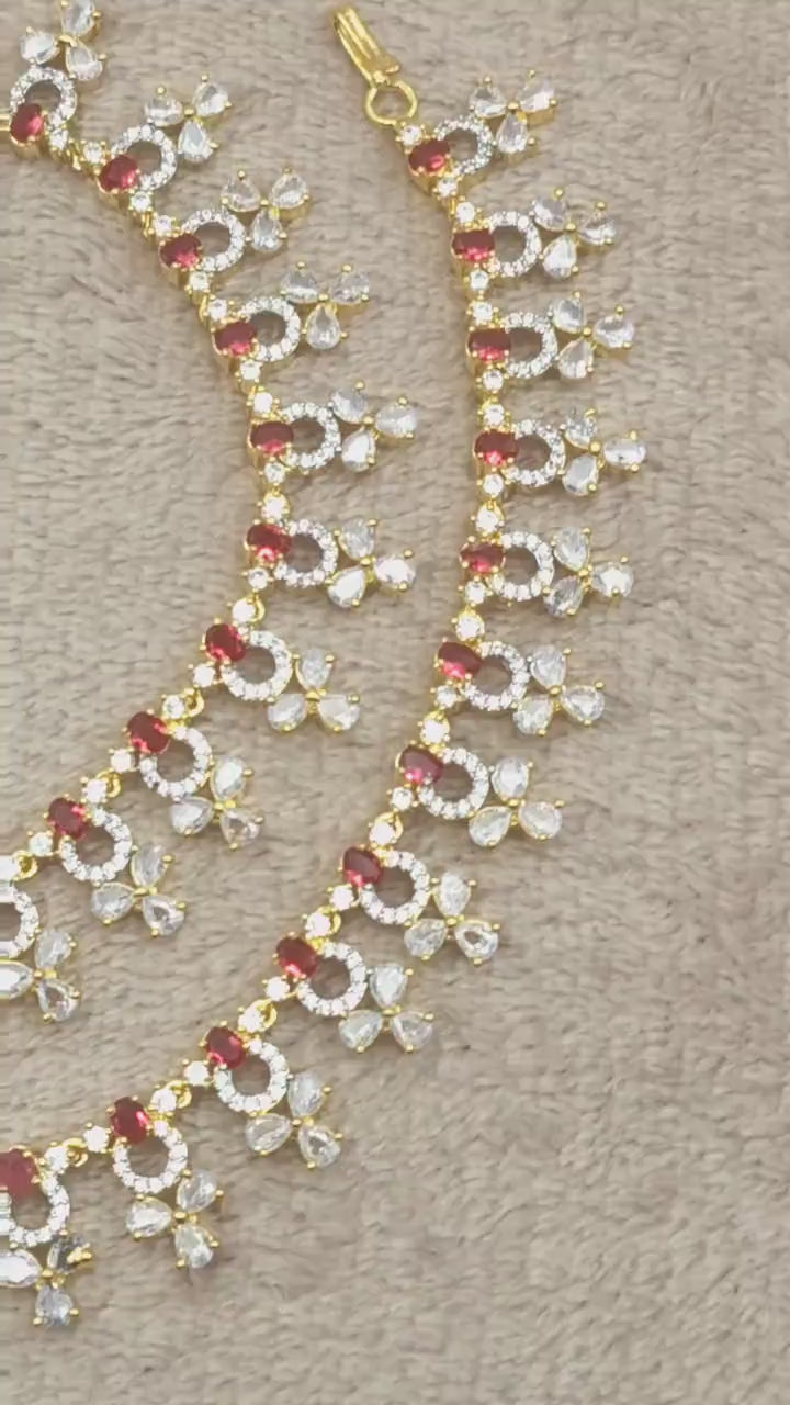 Navin American Diamond CZ Payal, Indian Asian Anklets, CZ Anklets, Jhanjara, Payal, AD Jewellery