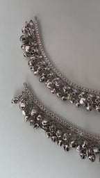 Indian Payal silver ghungaroo plated anklet pearls payal traditional payal classic payal fancy reverse ad jhanjhar silver anklet indian