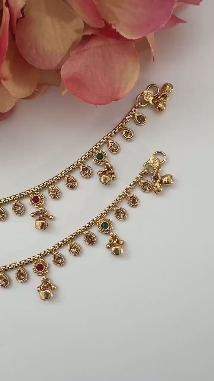 Payal Temple Anklet Payal Jhanjran Panjeb Boho Anklet Indian Jewelry Ethnic Jewelry Wedding Bridal Desi Anklet