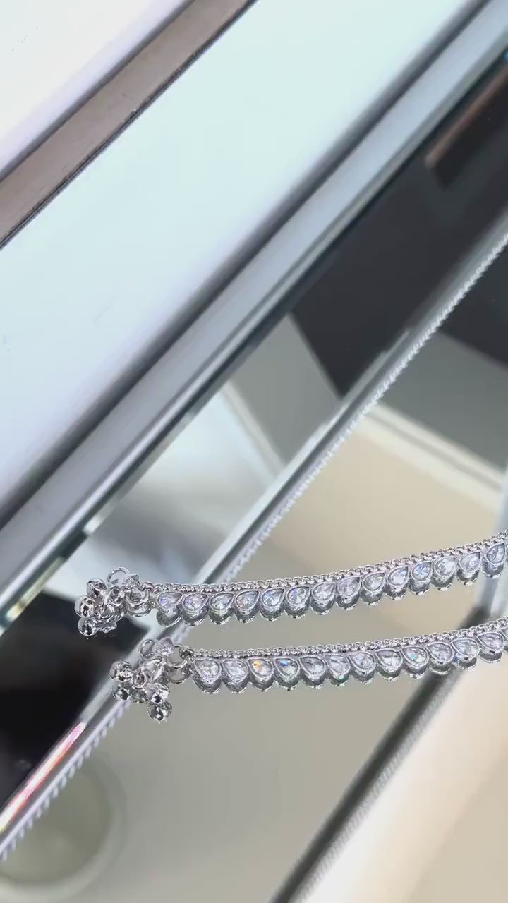 Silver Classic Payal With Rhodium Plating and Bells  Silver Jhanjar, Indian Jewelry, Silver Anklet, Silver Sheeshphool, Silver Matha Patti