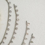 Silver Plated Polki Anklets, Stunning Indian Payal Jhanjar Pair Full Silver Jewelry Bridal Gift for Her