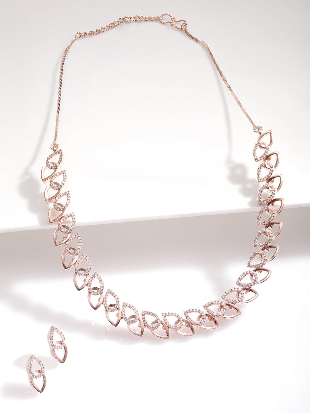 Rose Gold-Plated CZ-Studded Necklace Set  One of the most versatile forms