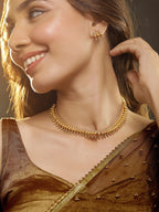 Gold Plated Golden Beaded Handcrafted Traditional Temple Jewelry Set style and personality