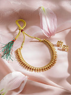 Gold Plated Golden Beaded Handcrafted Traditional Temple Jewelry Set style and personality