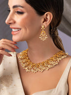 Gold Plated Handcrafted Ruby Stone with Pearls Traditional Necklace Set  Exude the royal vibe