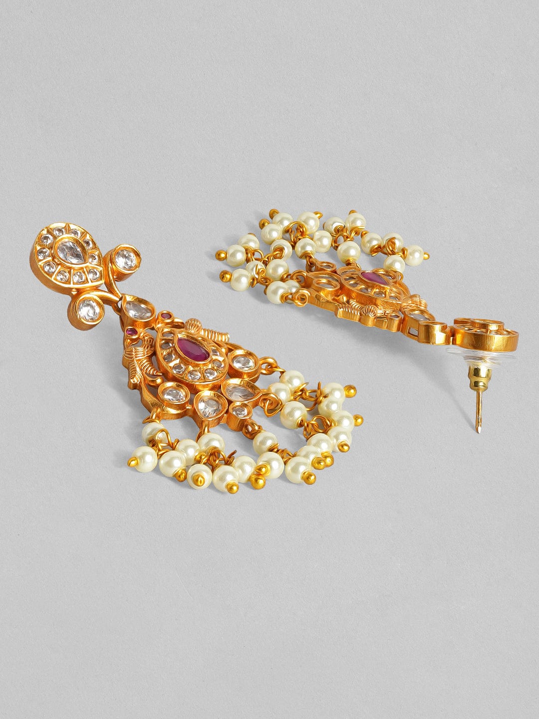 Gold Plated Handcrafted Ruby Stone with Pearls Traditional Necklace Set  Exude the royal vibe