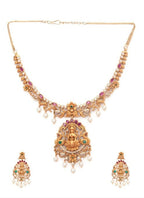 Gold-Plated multicolor CZ studded temple Jewellery Set splash of personality