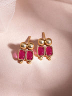 Gold-Plated Brass Red Stone Studded Necklace Set  organic chemicals