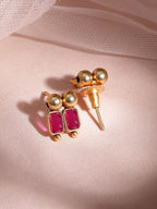 Gold-Plated Brass Red Stone Studded Necklace Set  organic chemicals