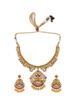 Gold Plated Color Stone Temple Necklace Set After use, wipe the jewellery
