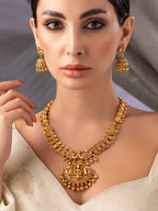 Gold Plated Godess Laxmi Pendant Necklace Set this handcrafted piece of jewellery