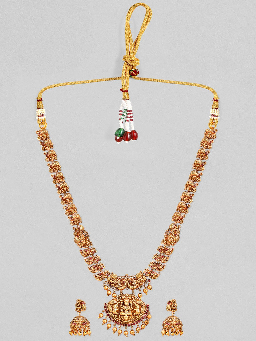 Gold Plated Godess Laxmi Pendant Necklace Set this handcrafted piece of jewellery