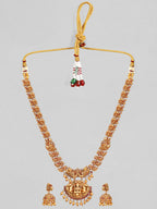 Gold Plated Godess Laxmi Pendant Necklace Set this handcrafted piece of jewellery