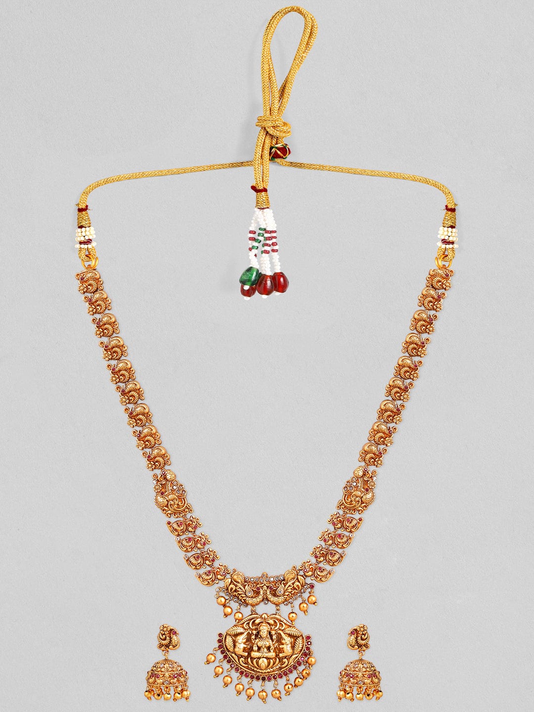 Gold Plated Godess Laxmi Pendant Necklace Set this handcrafted piece of jewellery