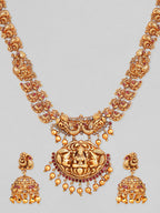 Gold Plated Godess Laxmi Pendant Necklace Set this handcrafted piece of jewellery