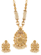 Gold-Toned Necklace Set with Radiant Charm exudes a captivating allure