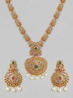 Gold-Toned Stone-Studded Handcrafted Jewellery Set