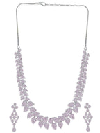 Rhodium plated Zirconia studded Statement Drop Detail Choker Necklace Set