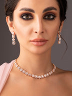 Rose Gold Plated Necklace Set With Studded American Diamonds