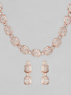 Rose Gold-Plated White AD-Studded Jewellery Set