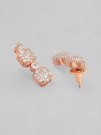 Rose Gold-Plated White AD-Studded Jewellery Set