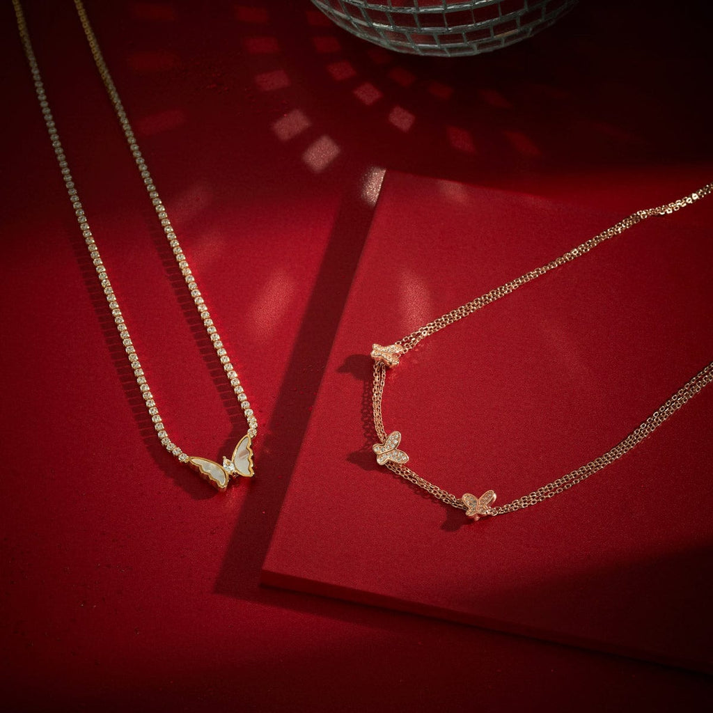 Short butterfly Silver Necklace